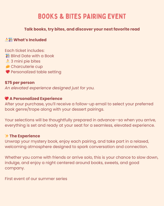 A Books & Bites Pairing Experience - Saturday April 25th