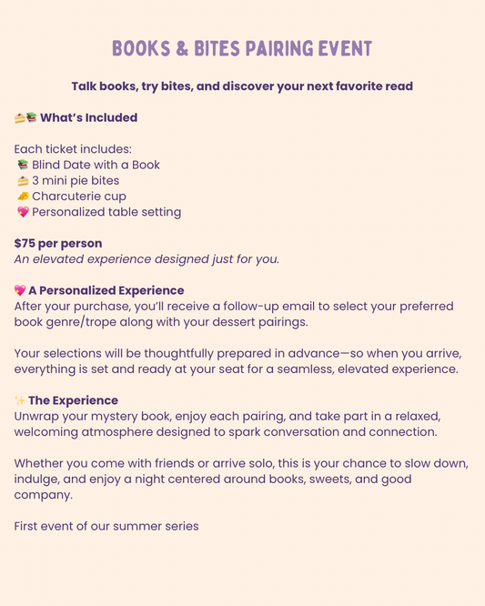A Books & Bites Pairing Experience - Friday June 26th
